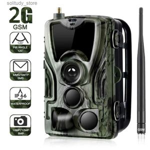 Caméras de chasse Caméra de chasse de sentier de la faune cellulaire 2G MMS P SMS 20MP 1080P caméra sans fil infrarouge à vision nocturne HC801M Q240321