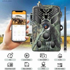 Caméras de chasse 4K application vidéo en temps réel suivi service cloud caméra de chasse à la faune streaming 4G sans fil 30MP nuit Q240321