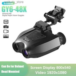 Caméras de chasse Lunettes de vision nocturne numériques diode infrarouge haute définition 1080P casque caméra tête montée 6X-48X zoom chasse longue portée Q240321