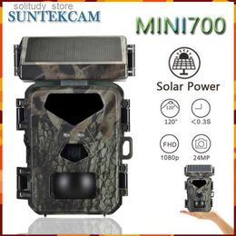 Hunting Trail Cameras Mini700 24MP 1080P panneau solaire caméra de chasse infrarouge Vision nocturne surveillance faune Trail caméra vidéo Photo enregistreur Q240321