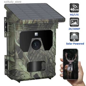 Caméras de chasse L'application de diffusion en direct en plein air contrôle la chasse sans fil 2K vision nocturne haute définition 30MP prise en charge de la charge solaire Q240321