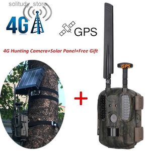 Hunting Trail Cameras Caméra de chasse solaire 4G Photo Tra Scout caméra de sentier sauvage G/Email/MMS/FTP/GSM vision nocturne caméra de charge solaire externe 4G Q240321