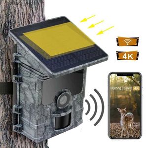 Jacht Trail Camera's Jacht op zonne-energie WiFi Bluetooth-verbinding nachtzichtapparaat Wildlife trap trail camera monitoring waterdicht IP66 Q240321