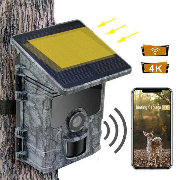 Hunting Trail Cameras Chasse à énergie solaire WiFi connexion Bluetooth dispositif de vision nocturne piège à faune caméra de surveillance étanche IP66 Q240321