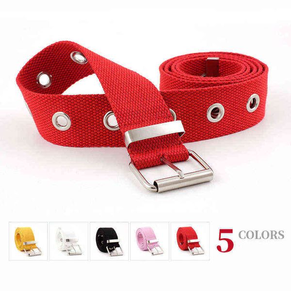 HUOBAO nouvelle mode femmes toile ceintures évider trou d'air Style décoration ceinture unisexe décontracté couleur unie Corset ceintures G220301