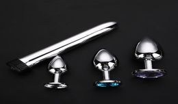 Huofeng 4 PCSset Crystal Metal Anal Plugs Vibrator Sex Toys for Men Femmes Gay anal en acier inoxydable Plug Sex Vibrant Toys Y189291488376