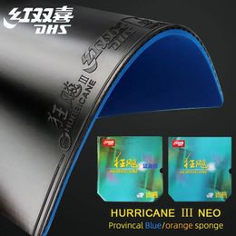 Hurricane 3 Néo Provincial Table Tennis Rubber Professional Ping Ping Pong Rubber avec Blue Orange Sponge 240323