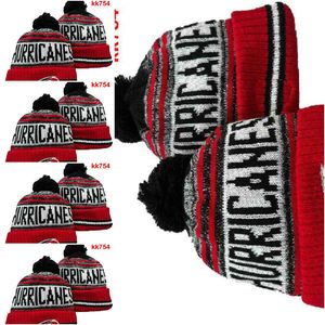 Hurricanes Beanie North American Hockey ball Parche lateral del equipo Winter Wool Sport Knit Hat Skull Caps a0