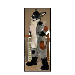 Husky Dog Fox Long Fur Mascot Costume Top Cartoon Anime THEME CARNIVAL UNISEX ADULTES Taille de Noël Party Anniversaire Outdoor Tenue