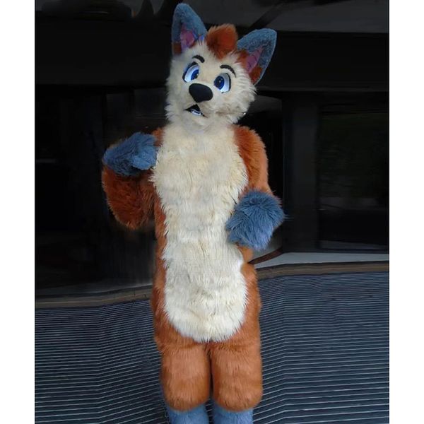 Husky Dog Fox Mascot Costume Top Cartoon Anime Theme Character Carnival Unisexe Adults Size Christmas Birthday Party Outdoor