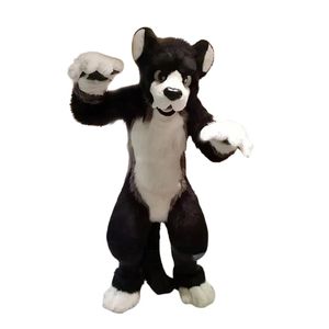 Husky Dog Fox Mascot Fur Clothing Leather Jacket Halloween Suit rollen spelen grootschalige evenementenprestaties voor evenementen