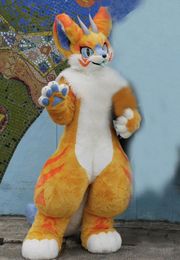 Husky Dog Fox Mascota de piel larga mediana Disfraz Walking Halloween Actividad a gran escala Publicidad Traje Juego de roles
