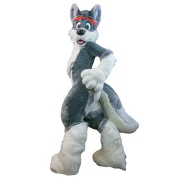 Husky Dog Gray Fursuit Mascot Furry Suits Game Fancy Dress Kerstmis volwassen maat verjaardagspak voor volwassene
