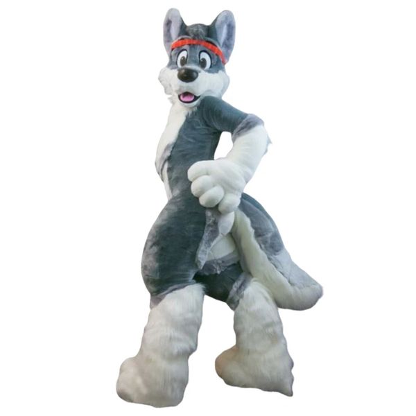 Husky chien gris Fursuit mascotte fourrure costumes jeu déguisement noël adulte taille anniversaire costume pour adulte