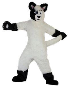 Husky Fox – marionnette en fourrure longue pour Halloween, Costume de mascotte, jupe Cos, spectacle sur scène de noël, flambant neuf