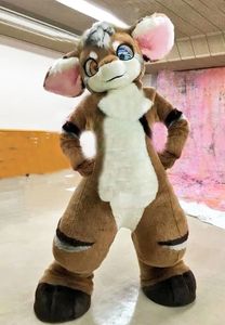 Husky Fox mid-lengte bont mascotte kostuum wandelen Halloween en kerst grootschalig evenementpak rollenspel
