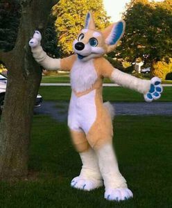 Husky Fox – Costume de mascotte en fourrure mi-longue, Costume d'halloween de marche, jeu de rôle