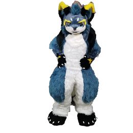 Costume de mascotte Husky en fourrure, étui pour chien, ensemble de fête de carnaval d'halloween, Costume d'animal canin