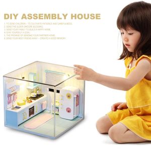Hut 3d en bois de poupée en bois kit d'assemblage kit d'enfants cadeaux d'anniversaire diy bacs de maison miniature toys pour enfants d0530