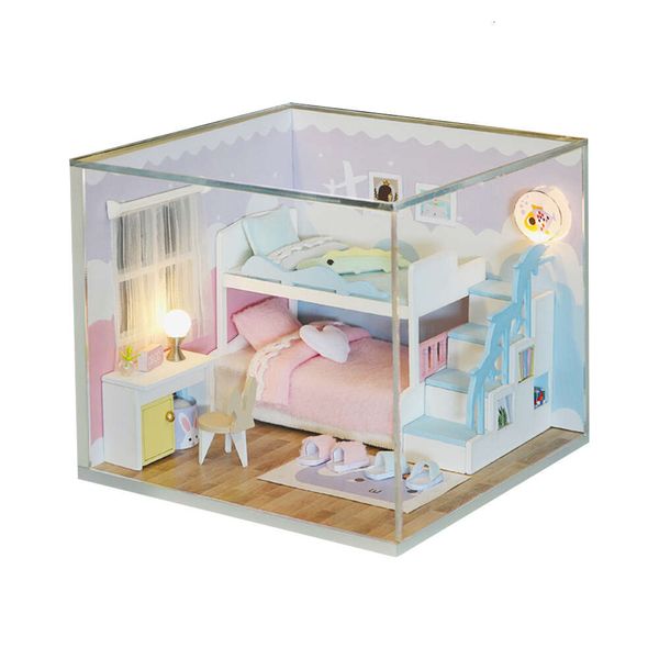 Hut 3d en bois de poupée en bois kit d'assemblage kit d'enfants cadeaux d'anniversaire diy bacs de maison miniature toys pour enfants 1d081