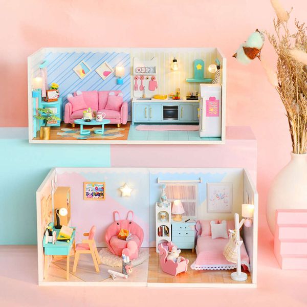 Cabane 3d en bois de poupée en bois kit d'assemblage kit d'enfants cadeaux d'anniversaire de bricolage de maison de maison miniature toys pour enfants