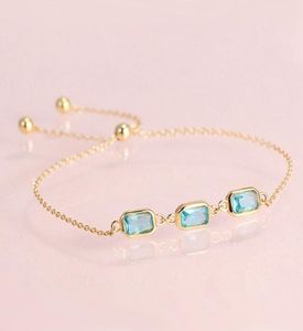 Hutang Blue Topaz CZ 925 Bracelets en argent sterling Bracelets en or jaune Gemone Bijoux fin de bijoux réglable pour femmes6884618