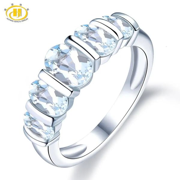 Hitang Silver Ring 925 Bijoux Gemone 1.9ct Anneaux aiquarines avec pierres pour femmes Engagement Mariage Bridal Fine Bijoux 240511