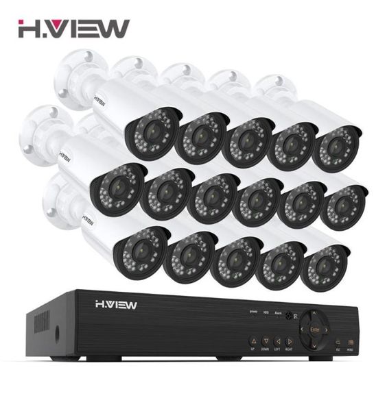 HVIEW 16CH Sistema de vigilancia 16 1080p Cámara de seguridad al aire libre 16CH CCTV DVR Kit Video Vigilancia Android Remote View8460696