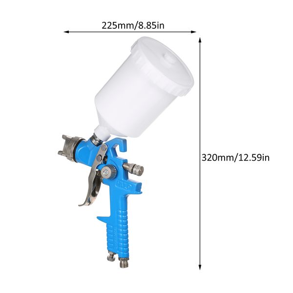 HVLP mini pulvérisateur de peinture à air de machine à pulvérisation avec buse de 1,3 mm / 1,7 mm 600 ml Capacité à tas