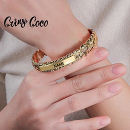 Hwaiian Nom personnalisé Bracelet Fashion Letter Bangle Bracelets Samoa Polyniesian Plumeria Flower Bangles Bijoux pour femmes Gift 240416