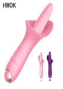 HWOK Tong Likken Dildo Vibrators voor Vrouwen Orale Massage G Punt Clit Vrouwelijke Volwassen Seksspeeltje Stimulator Vagina Erotische Masturbator Y199180102