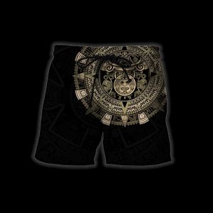 HX Mexicaanse Aztec Warrior Shorts 3D Grafische Tattoo Polyester Board Shorts Mode Casual Heren Kleding Ropa Para Hombre