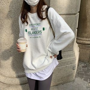 HXJJP lettre imprimé o-cou surdimensionné sweats femmes printemps automne coréen lâche décontracté pulls à manches longues 210607