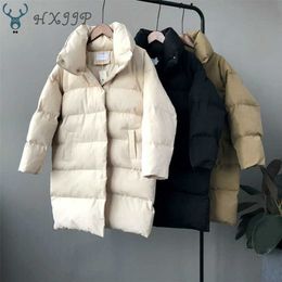 HXJJP dikke jas vrouwen winter bovenkleding jassen vrouwelijke lange casual warme oversize puffer parka merk 211008