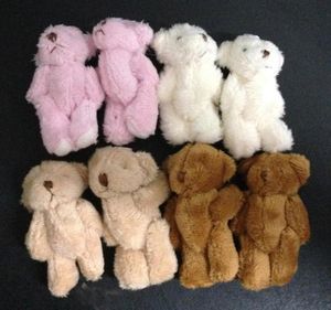 HXLTOYStore 6cm PSH Mini Teddy Bear Lange wol Kleine beren Gesneden dieren Speelgoed Hangers voor sleutelhanger Bouquet 4Color8980229