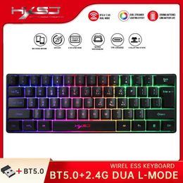 HXSJ Gaming Keyboard 61 Keys RGB BEREEL VERLICHT 60% 60 Zakelijke toetsenbord US Wired Wireless Bluetooth Mini Compact PC Gamer Mac PS4 HKD230812