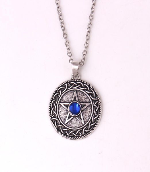 HY154 – chaîne à maillons de haute popularité, bijoux, étoile à cinq branches, talisman rond, pendentif religieux, collier avec pierres précieuses, 9708794