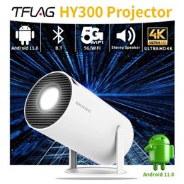 Projecteur hy300 4K Android 11 double Wifi6 200Ansi haut-parleur Bluetooth 1280*720P 1080P Mini projecteur pour cinéma maison CampingOffice 240112