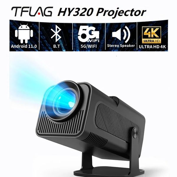 HY320 Projecteur 4K Native 1080p Android 11 Dual WiFi6 390ansi BT50 Proprator pour la maison Home Theatre Upgrated HY300 240419