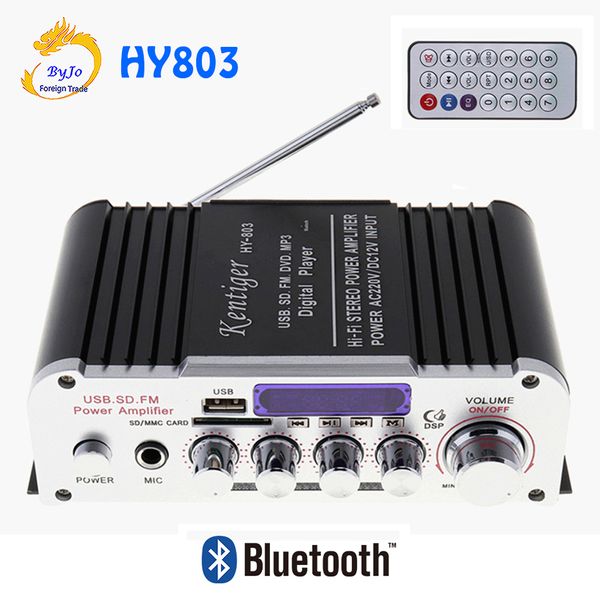 HY803 Mini amplificateur amplificateur de voiture amplificateur Bluetooth 40 W + 40 W FM MIC MP3 pour moto voiture usage domestique prise en charge entrée AC 220 V ou DC 12 V