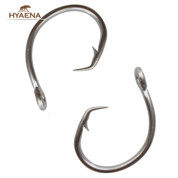 Hyaena 100 pièces 39960 hameçons de pêche en acier inoxydable gros gibier poisson thon cercle appât hameçons taille 80-150 240226