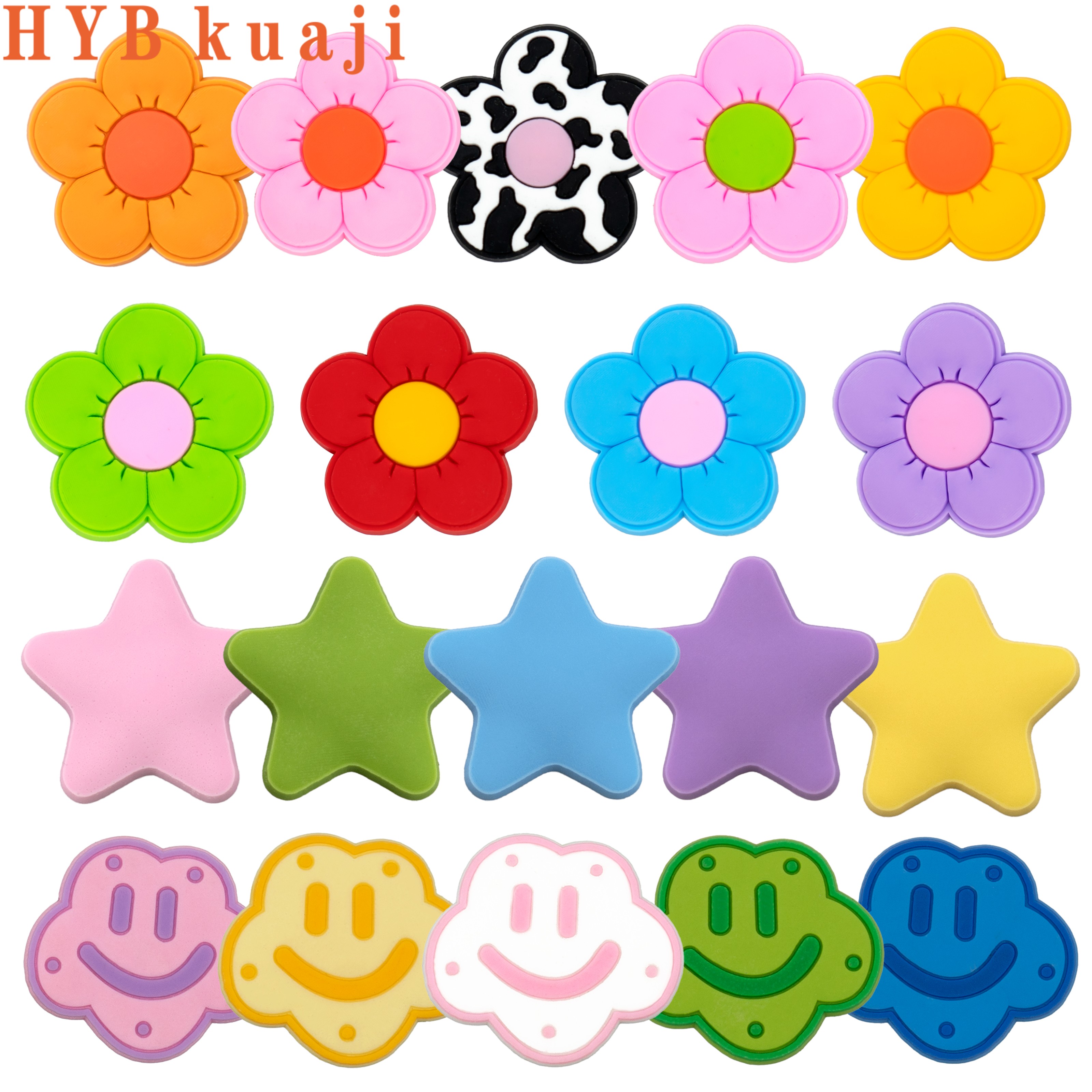 HYBkuaji 100pcs small flowers shoe charms wholesale shoes decorations shoe clips pvc buckles for shoes