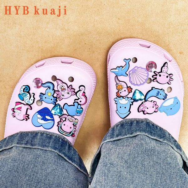 HYBkuaji, salamandras personalizadas, animales marinos, amuletos para zapatos, venta al por mayor, decoraciones para zapatos, hebillas de pvc para zapatos