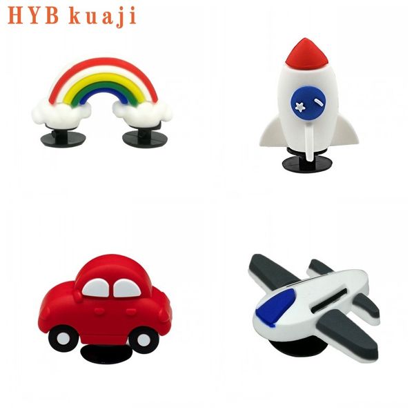 HYBkuaji avión coche arcoíris super 3D cro c dijes para zapatos venta al por mayor hebillas de pvc para decoraciones de zapatos accesorios baloncesto fútbol