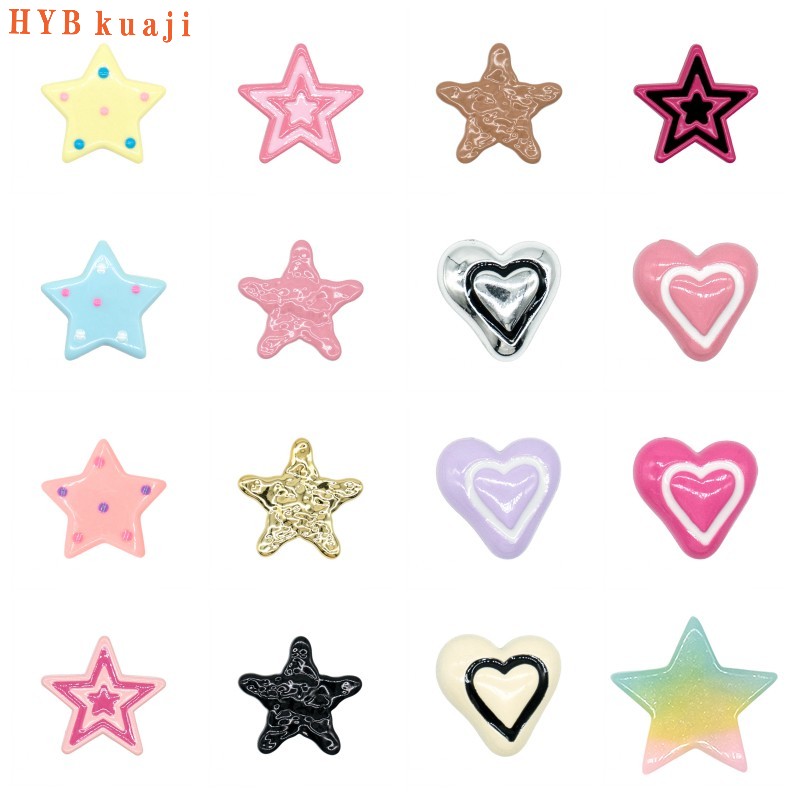 HYBkuaji estrela coração acrílico c roc sapato encantos decorações de sapato personalizado luxo tamancos encantos fivelas pretas atacado