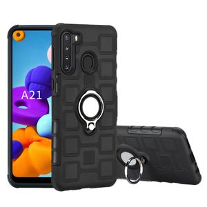 Hybride 2 en 1 Porte-anneau rotatif à 360 degrés Absorbant les chocs Retour Housse en caoutchouc avec support de voiture magnétique pour Samsung Galaxy A21 A51 A71