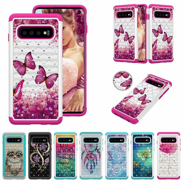 Étui hybride à paillettes de diamant de beauté pour Samsung Galaxy S10 S10 Plus S10e Note 9 S9 S9 + J2 Core J7 Prime J7 J3