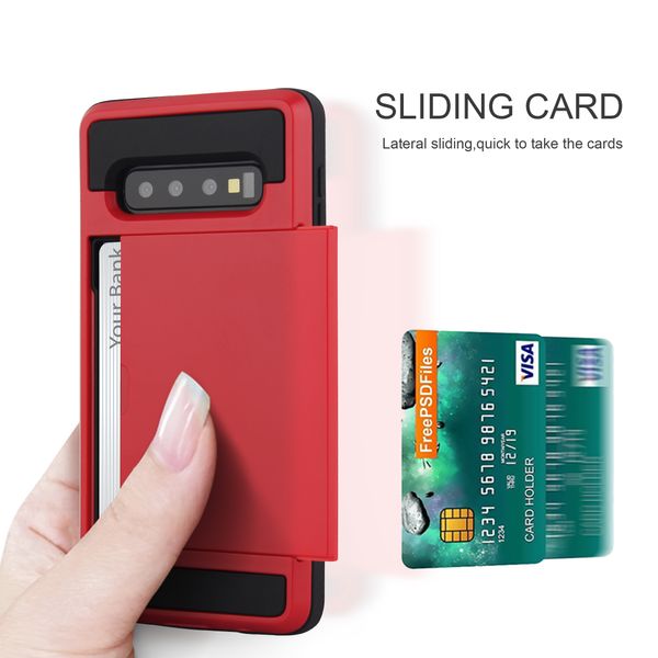 Étui hybride avec support de fente pour carte, pour Samsung Galaxy S10 Plus S10E Note 10 Plus S9 Note 9 S8 S7 edge S6 S5 S4