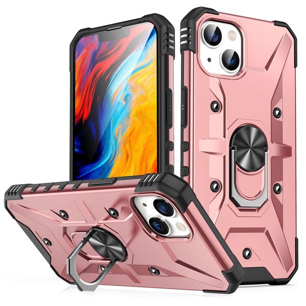 Funda híbrida dura a prueba de golpes para iPhone 15 14 Plus Max Pro Samsung S23 Ultra pixel 7 PRO con cubierta de soporte de soporte de anillo de metal