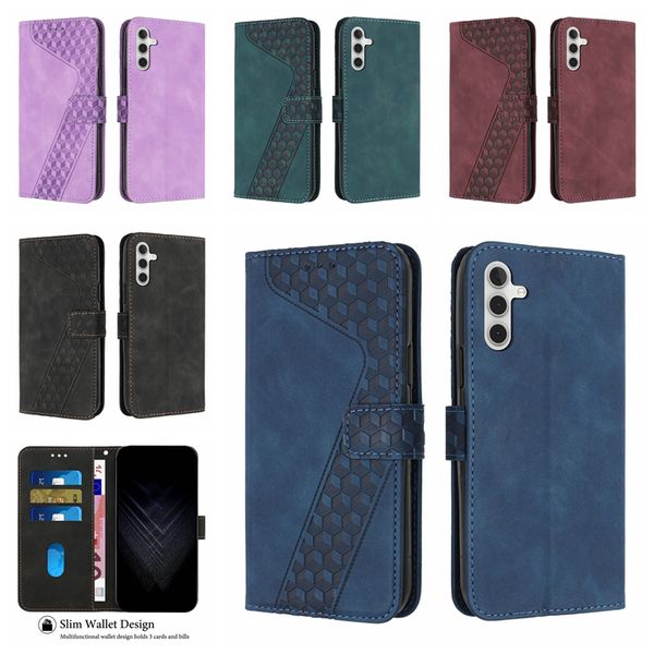 Fundas de billetera de cuero híbrido para Xiaomi 14 Pro 13T Redmi 13C Google Pixel 8A Fashion Cube Tarjeta de identificación de crédito Ranura para tarjeta Funda con tapa cuadrada Libro Bolsa de negocios